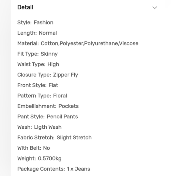 Plus Size 18 Women's Light Wash Floral Side Skinny Jeans Women's 2X New 18 - Picture 12 of 15